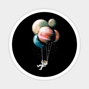 Cute Spaceman with Balloon Planets Magnet